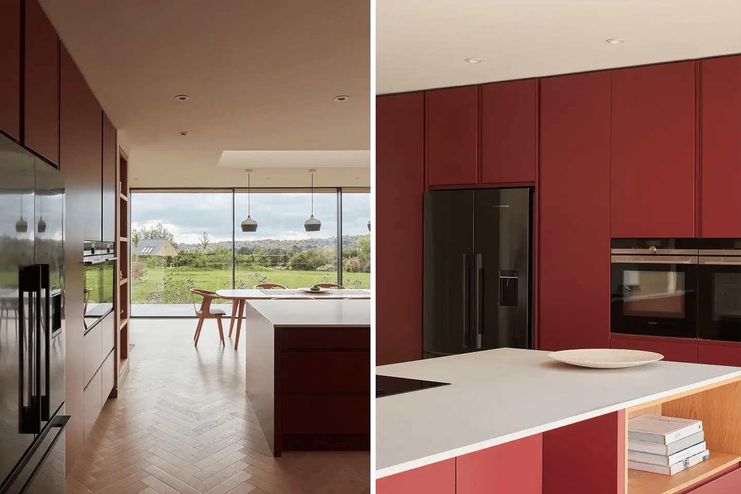 Close-up of Caesarstone Fresh Concrete in a garden facing kitchen