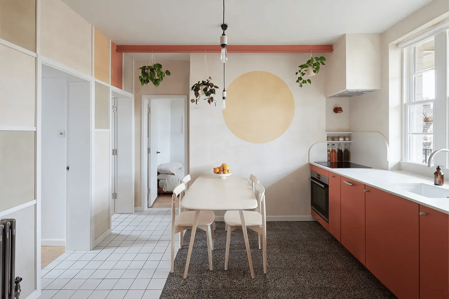 Small urban kitchen featuring Caesarstone Cloudburst Concrete worktops