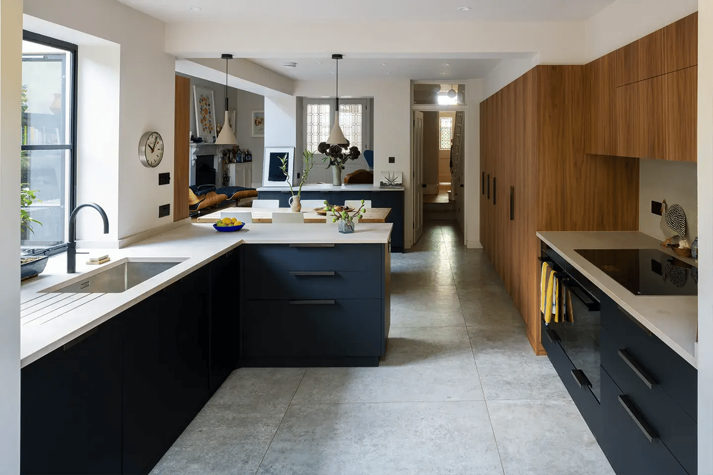 Modern Japandi kitchen featuring Caesarstone Topus Concrete worktops