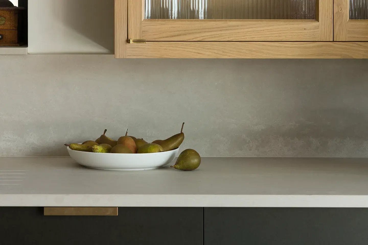 Close-up of a Caesarstone Topus Concrete in a barn kitchen
