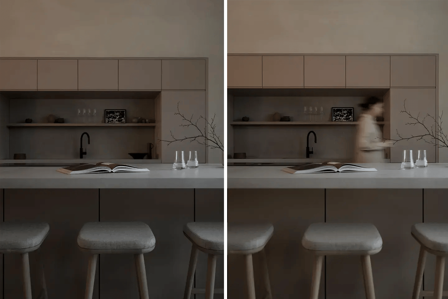 Passivhaus featuring Caesarstone Airy Concrete kitchen worktops