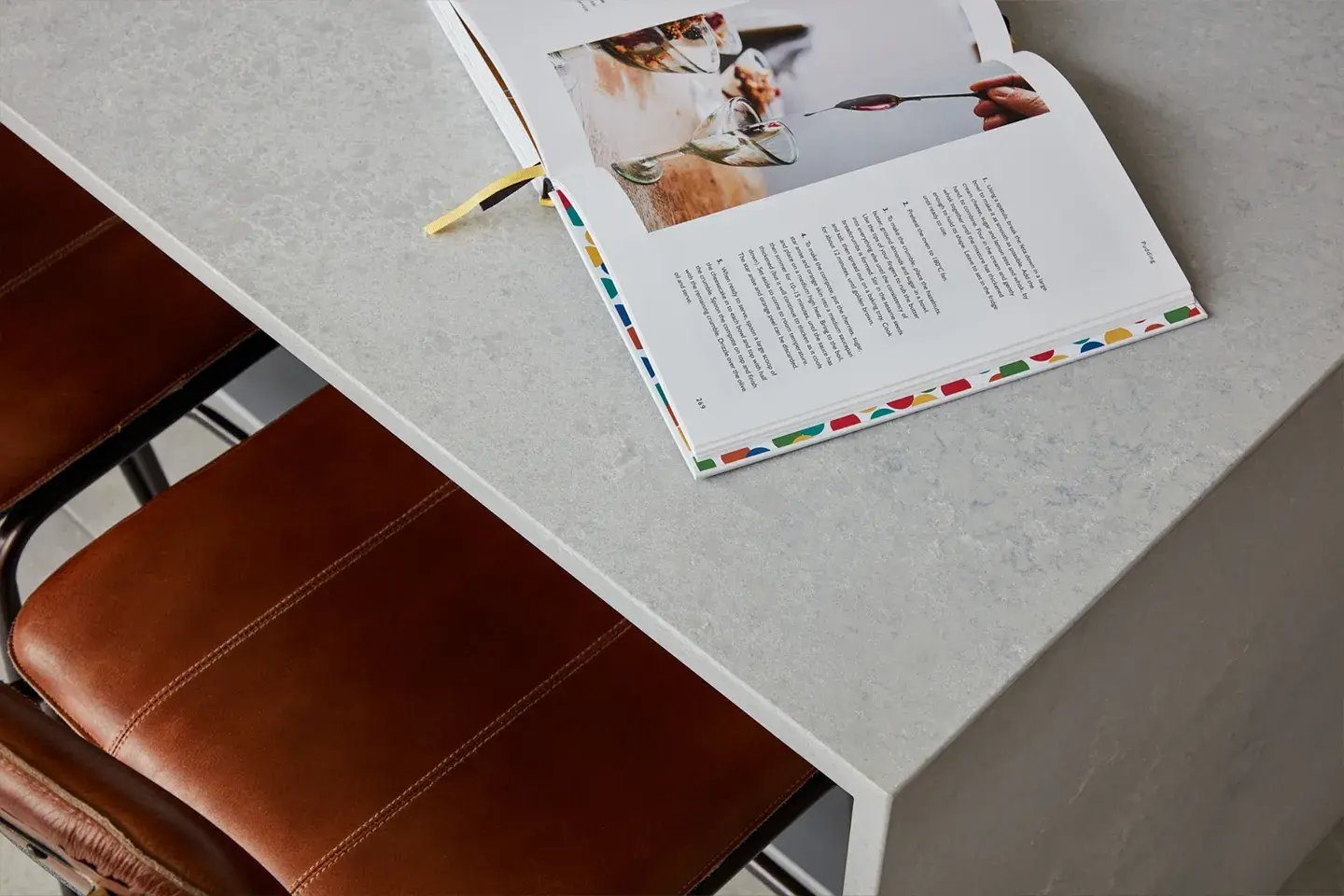 Close-up of Caesarstone Airy Concrete kitchen island