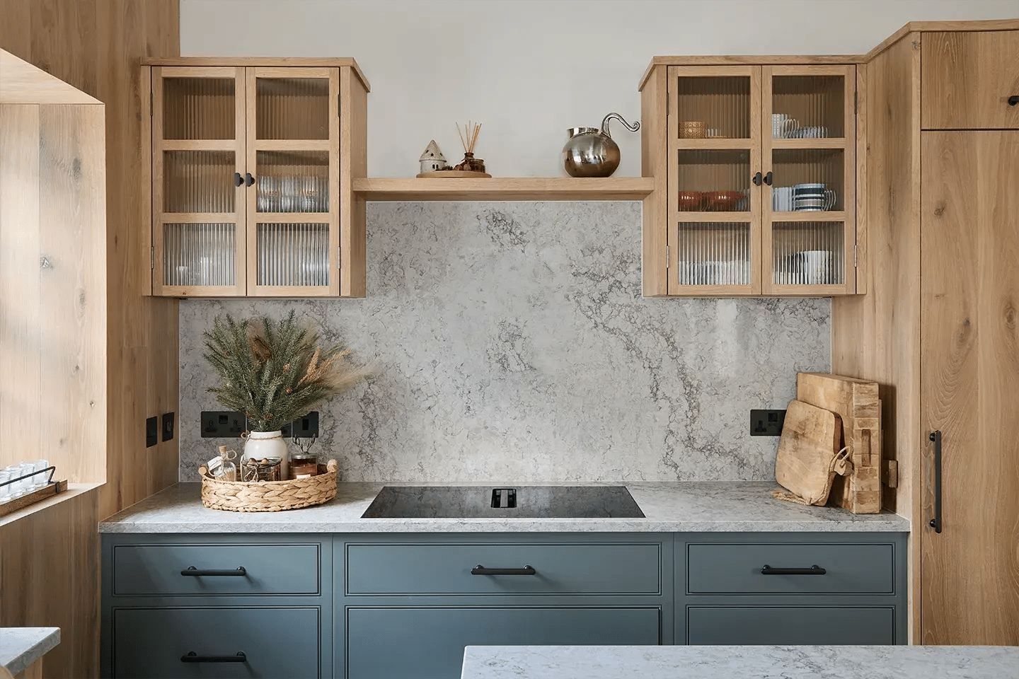 Caesarstone Moorland Fog quartz worktops and splashback