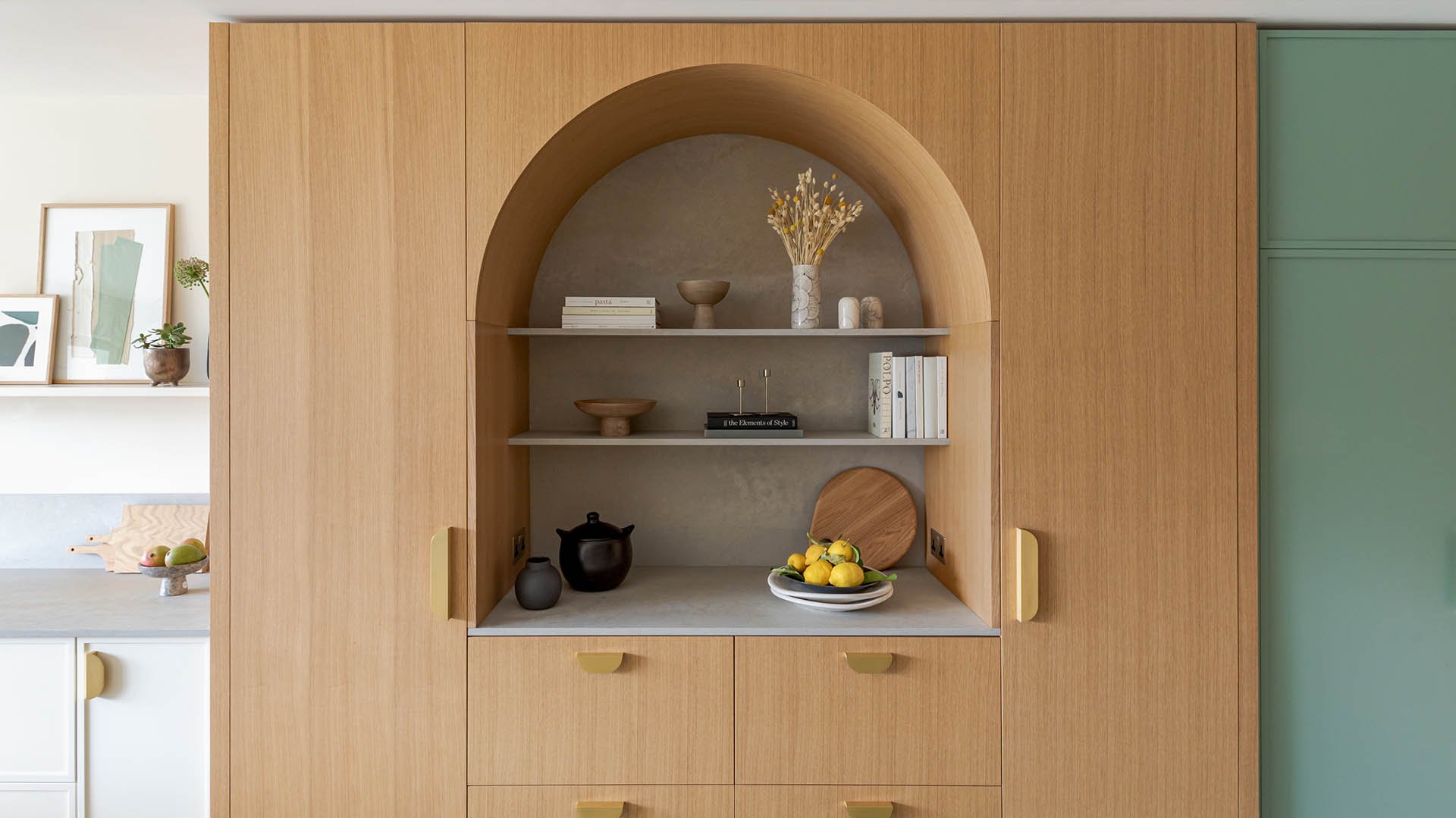 Wooden Pantry Arch with Caesarstone worktop and splashback