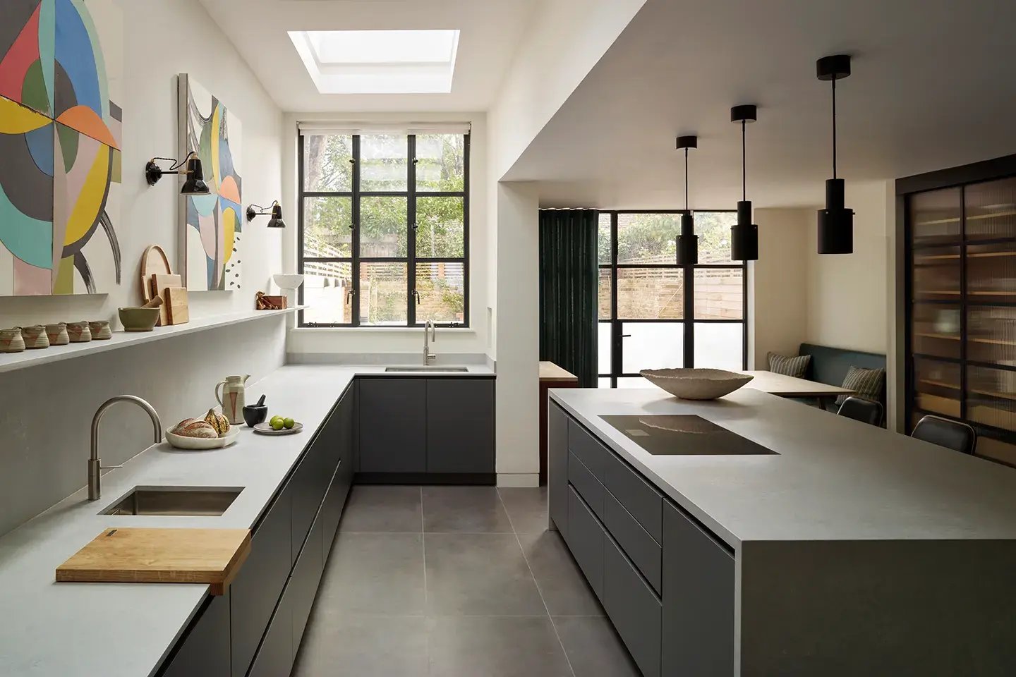 Caesarstone Airy Concrete worktops, island and backsplash