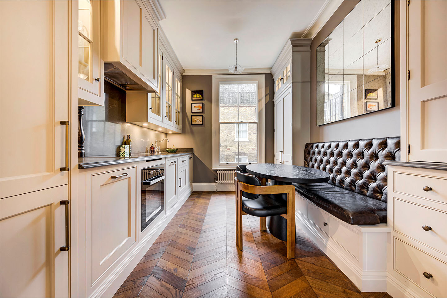 Mimi Bouchard's Caesarstone galley kitchen with Piatra Grey worktops