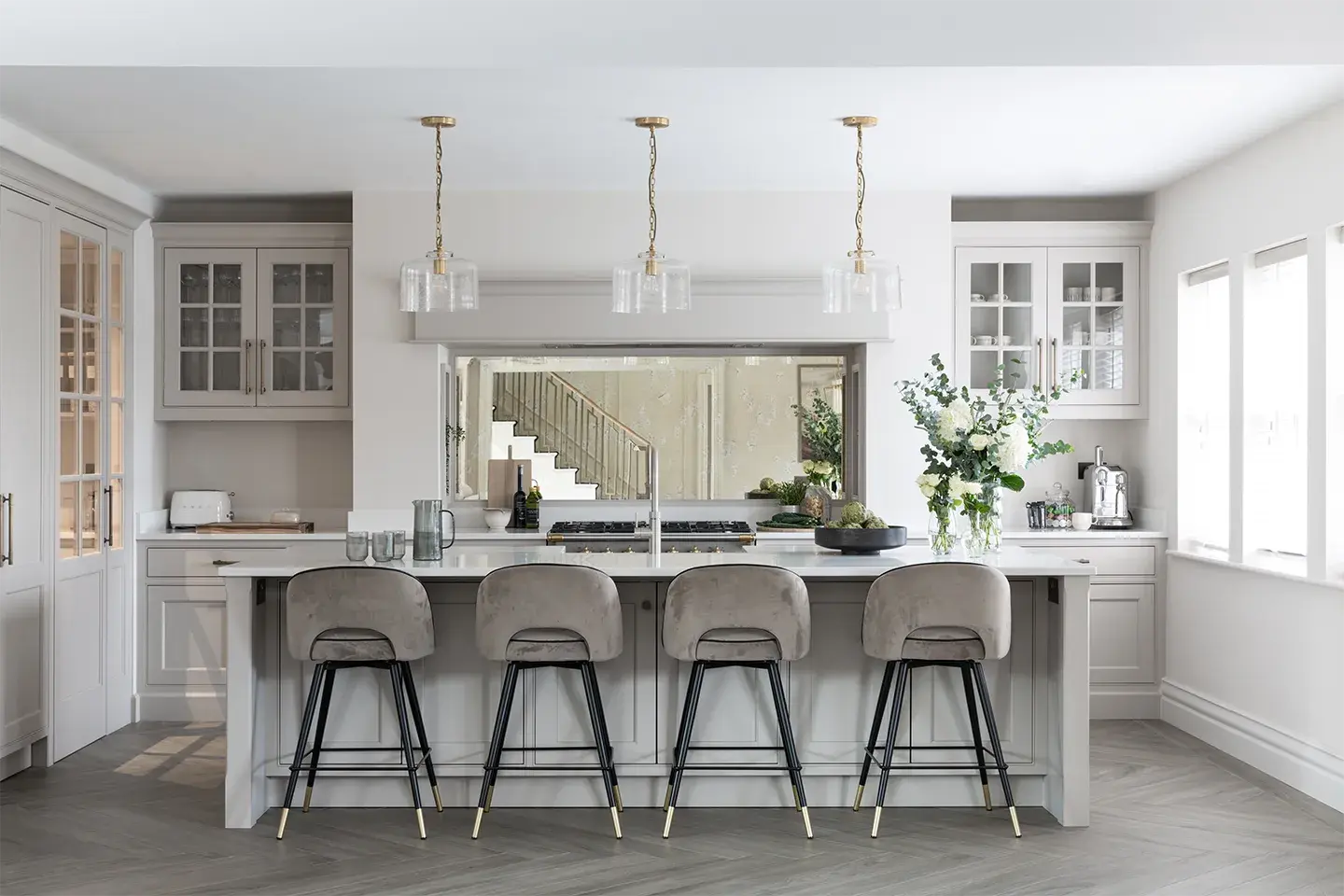 Caesarstone Frosty Carrina worktops in a modern family kitchen